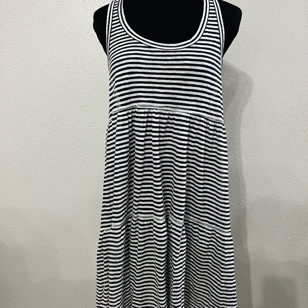 Tommy Hilfiger Black and White Striped Sleeveless Dress- Size L/XL